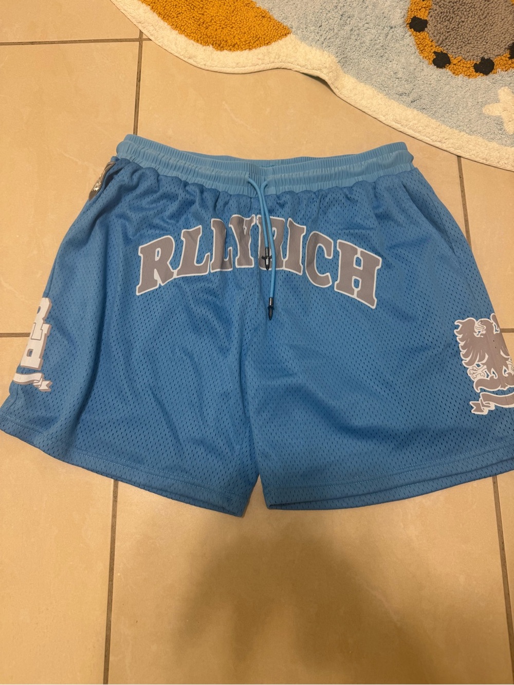 Men's Light Blue Mesh Athletic Shorts